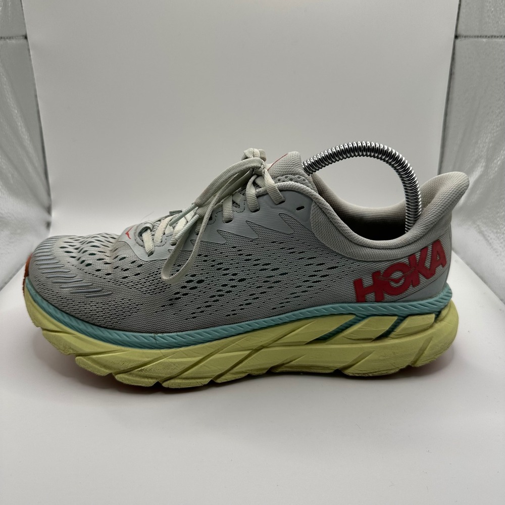 Hoka One One Clifton 7 Running Shoes Womens 9 Wide Grey Blue 1110535 Good